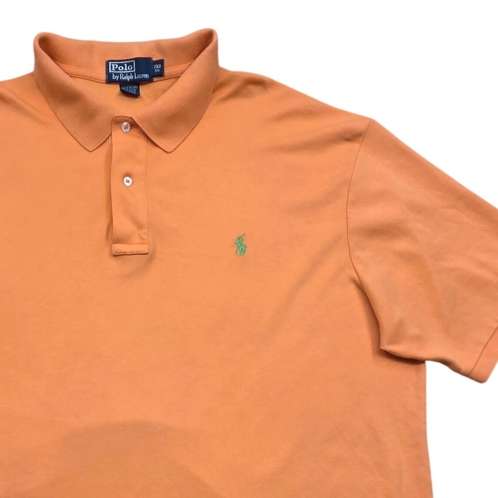 Polo Ralph Lauren Men 2XB Big Orange Short Sleeve Cotton Polo Shirt Pony *READ
